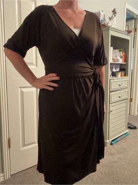 George Stretch Wrap Dress in Dark Brown